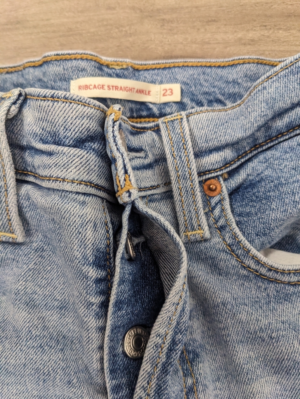 Levi's Women's Jeans Ribcage Straight Ankle Size 23 L27 Blue Cotton Blend - Picture 5 of 14